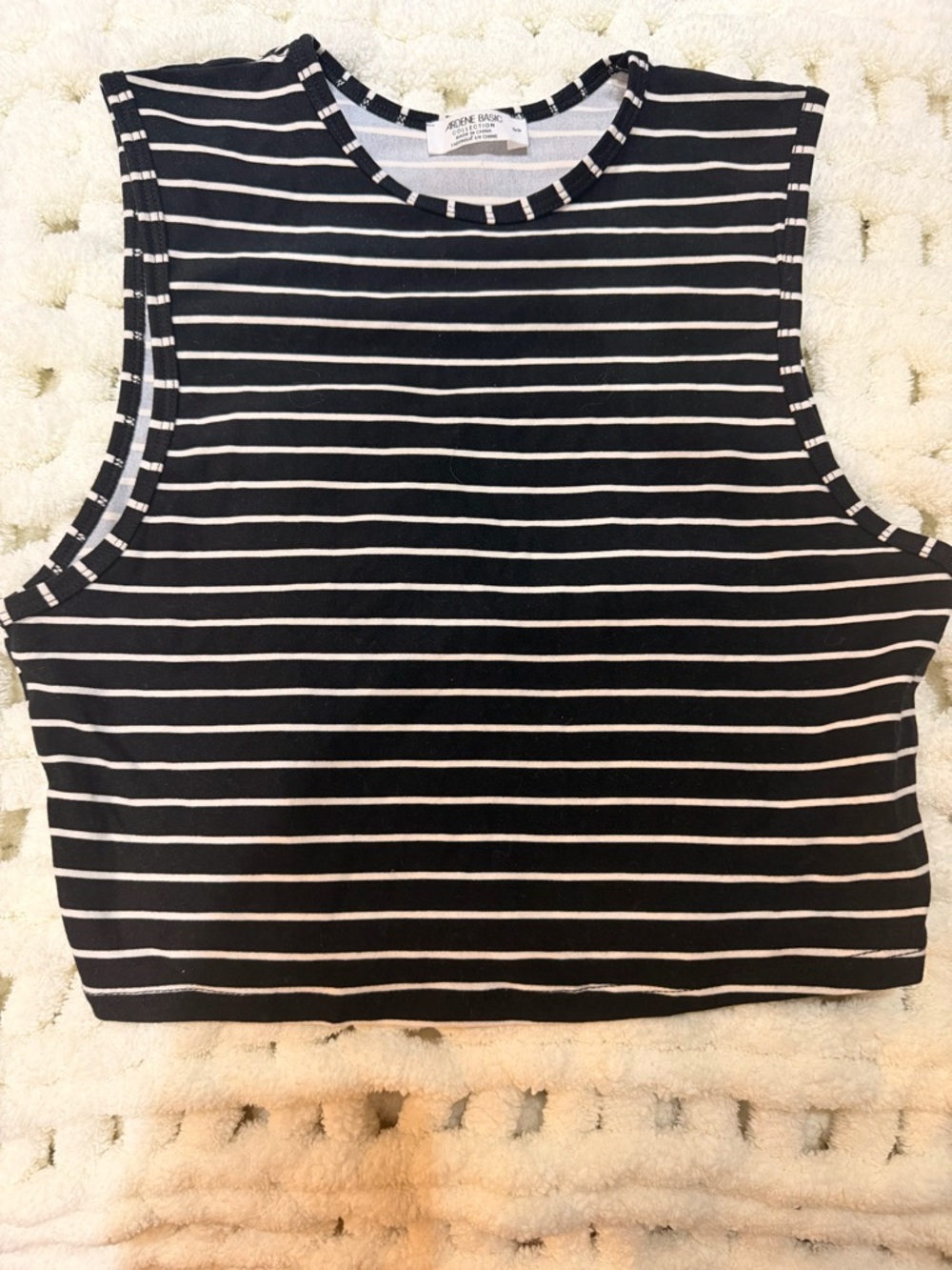 Ardene |  Black and White Striped Cropped Tank Small